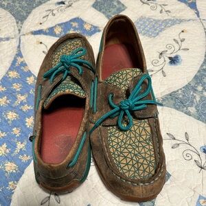 Twisted X Brown and Teal Women's Loafers